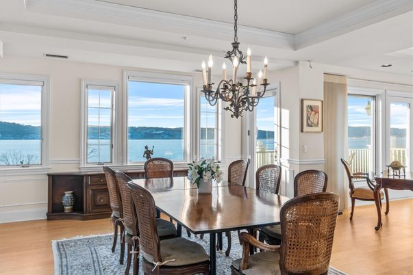 Chandelier, Dining room, Interior, Water, Wood Texture Flooring