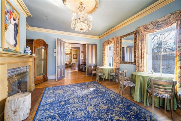 Chandelier, Fireplace, Interior, Wood Texture Flooring