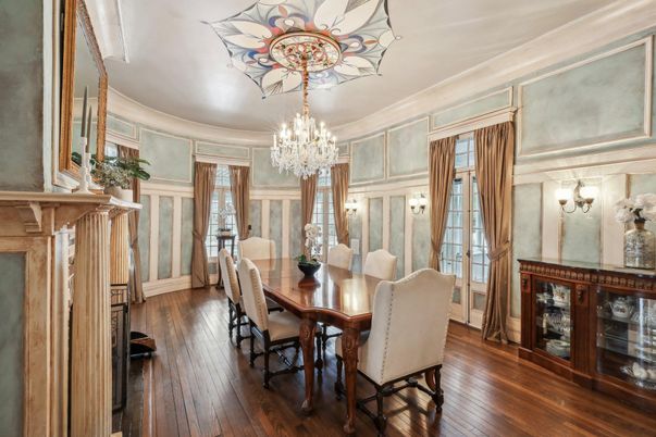 Chandelier, Dining room, Interior, Wood Texture Flooring