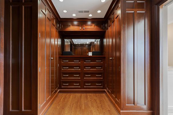 Interior, Recessed Lighting, Walk-in Closets, Wood Texture Flooring, Wooden Walls