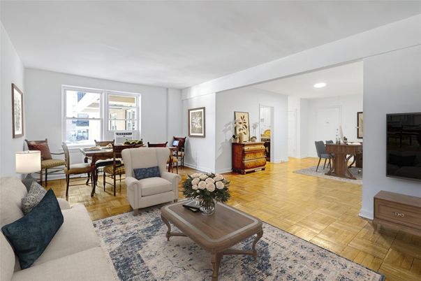 Dining room, Interior, Living room, Recessed Lighting, Wood Texture Flooring