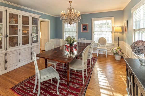 Chandelier, Dining room, Interior, Wood Texture Flooring