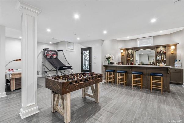 Billiard Table, Game Room, Interior, Recessed Lighting, Wood Texture Flooring
