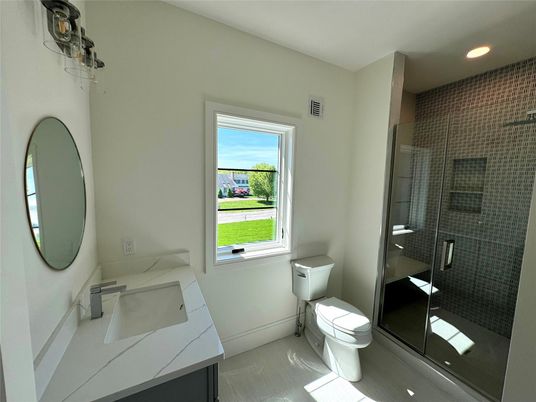Bathroom, Glass Shower, Interior, Recessed Lighting