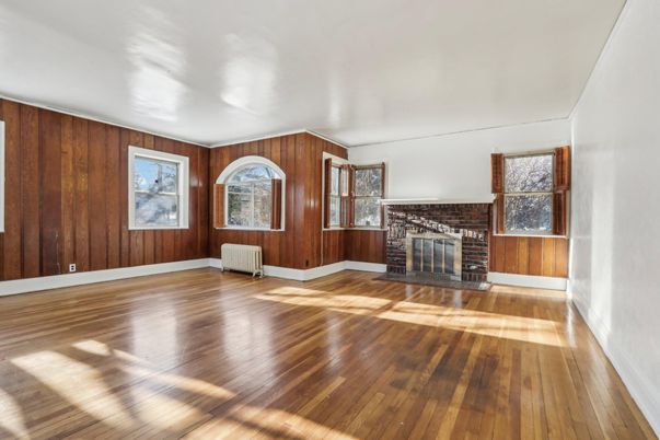 Empty room, Fireplace, Interior, Wood Texture Flooring, Wooden Walls