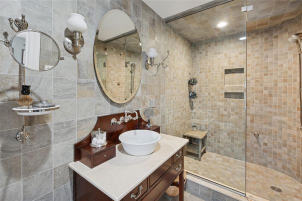 Bathroom, Glass Shower, Interior, Recessed Lighting