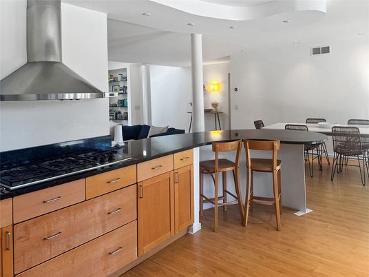 Dining room, Interior, Kitchen, Recessed Lighting, Wood Texture Flooring