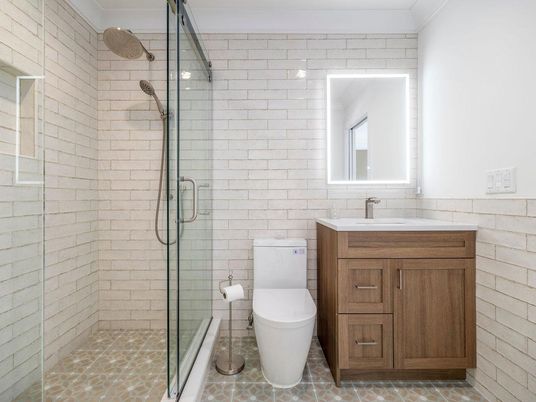 Bathroom, Glass Shower, Interior, Stone Walls