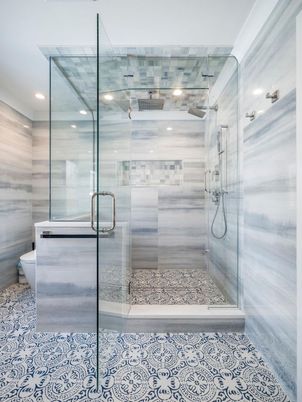 Bathroom, Glass Shower, Interior, Recessed Lighting