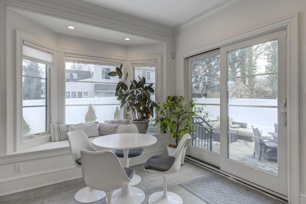 Dining room, Interior, Recessed Lighting, Wood Texture Flooring
