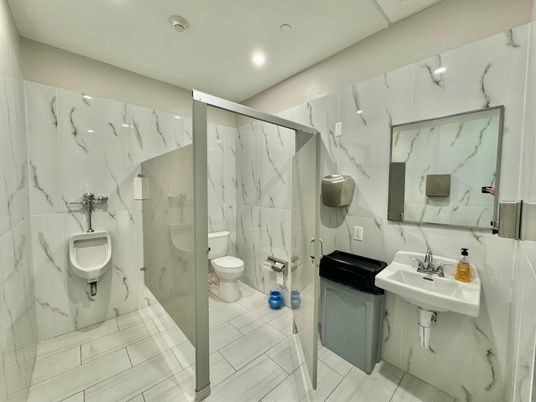 Bathroom, Glass Shower, Interior, Marble, Marble Walls, Recessed Lighting