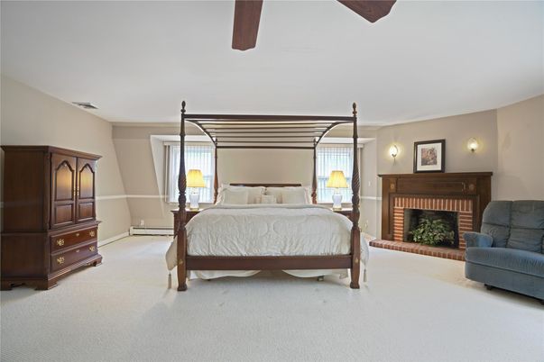Bedroom, Fireplace, Interior