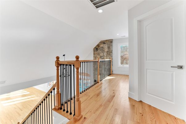 Interior, Recessed Lighting, Stone Walls, Wood Texture Flooring