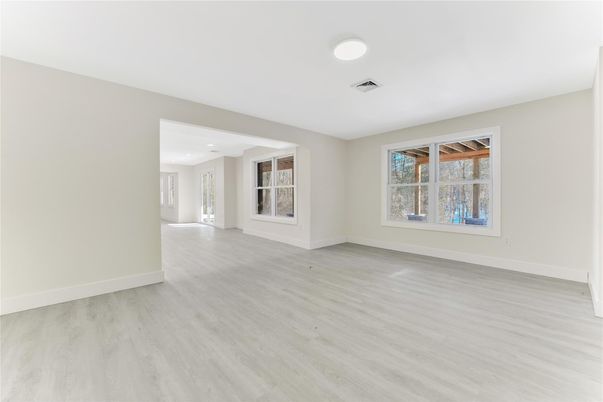 Empty room, Interior, Recessed Lighting, Wood Texture Flooring
