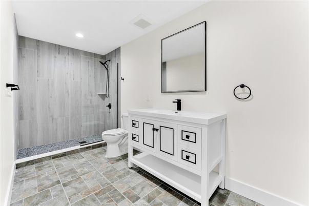 Bathroom, Glass Shower, Interior, Recessed Lighting