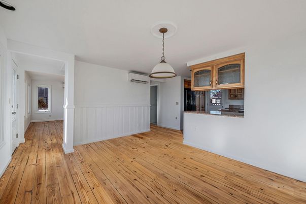Empty room, Interior, Pendant Lights, Wood Texture Flooring
