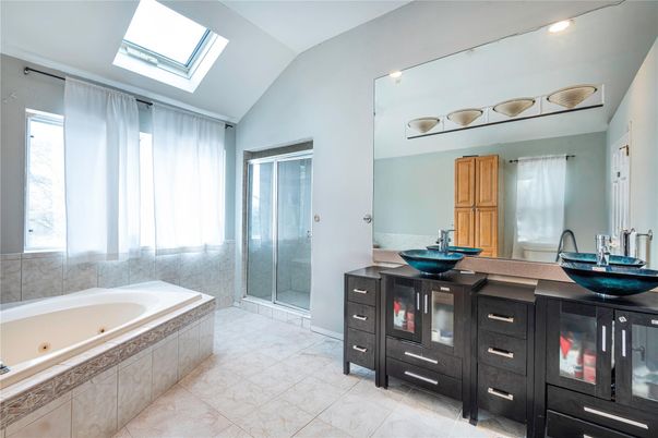 Bathroom, Dual Sink Vanities, Glass Shower, Interior, Recessed Lighting