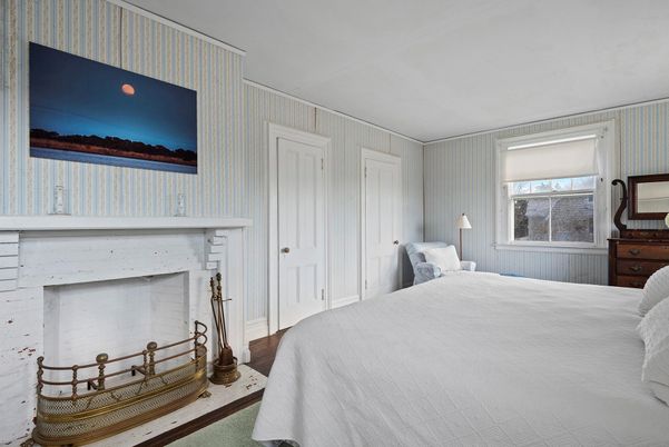 Bedroom, Fireplace, Interior, Wood Texture Flooring