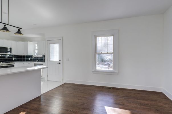 Interior, Kitchen, Pendant Lights, Wood Texture Flooring