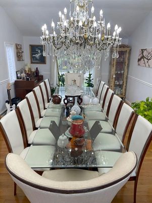 Chandelier, Dining room, Interior, Wood Texture Flooring