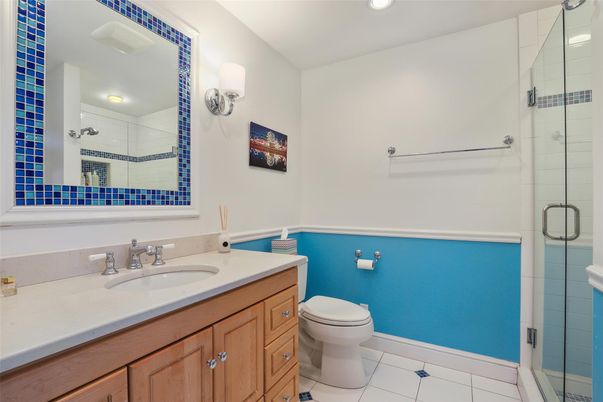 Bathroom, Glass Shower, Interior, Recessed Lighting