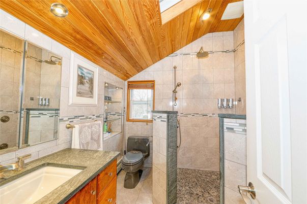 Bathroom, Glass Shower, Interior, Wooden Ceilings
