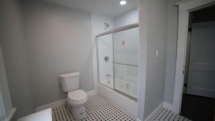 Bathroom, Glass Shower, Interior, Recessed Lighting