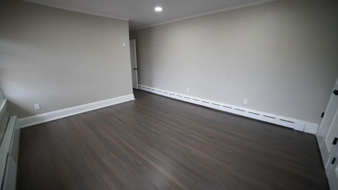 Empty room, Interior, Recessed Lighting, Wood Texture Flooring