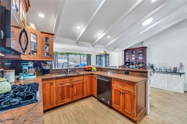 Interior, Kitchen, Recessed Lighting, Wood Texture Flooring