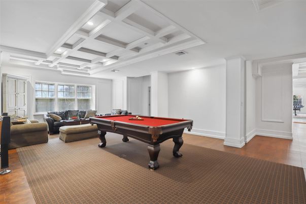 Billiard Table, Game Room, Interior, Living room, Recessed Lighting, Wood Texture Flooring