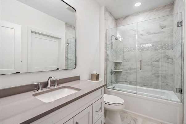Bathroom, Glass Shower, Interior, Marble, Marble Walls, Recessed Lighting
