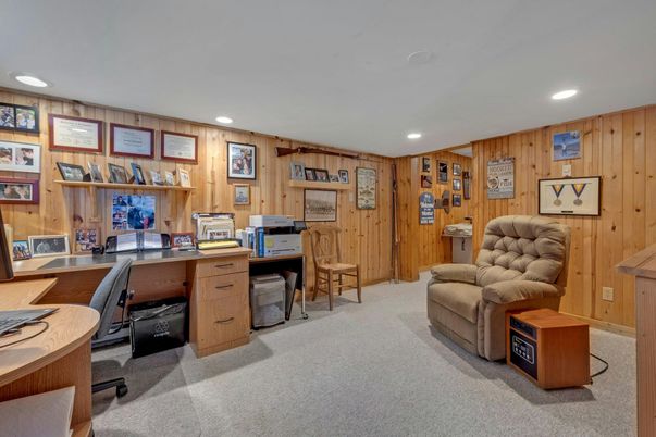 Home Office, Interior, Recessed Lighting, Wooden Walls