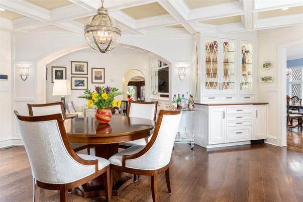 Chandelier, Dining room, Interior, Pendant Lights, Wood Texture Flooring