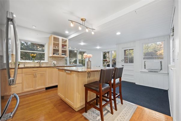 Interior, Kitchen, Recessed Lighting, Wood Texture Flooring