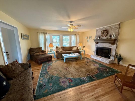 Fireplace, Interior, Living room, Stone Walls, Wood Texture Flooring