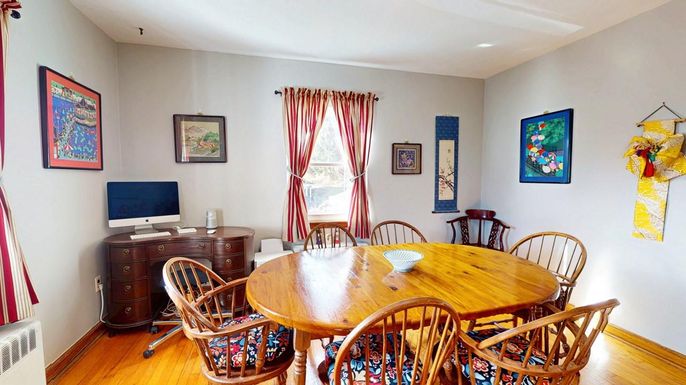 Dining room, Interior, Recessed Lighting, Wood Texture Flooring