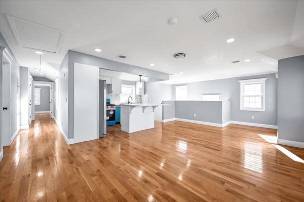 Interior, Kitchen, Recessed Lighting, Wood Texture Flooring