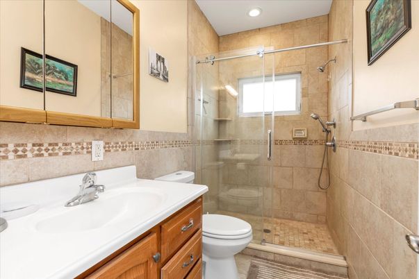 Bathroom, Glass Shower, Interior, Recessed Lighting