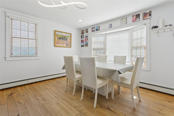 Dining room, Interior, Recessed Lighting, Wood Texture Flooring