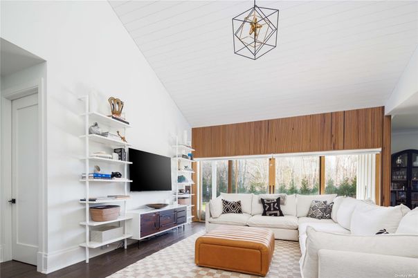 Interior, Living room, Pendant Lights, Wood Texture Flooring