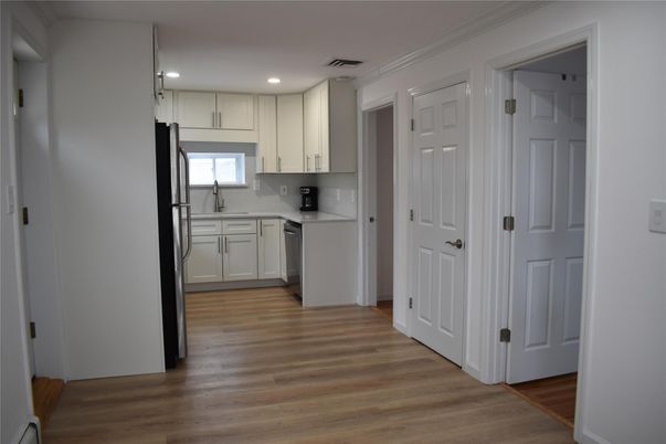 Interior, Kitchen, Recessed Lighting, Wood Texture Flooring