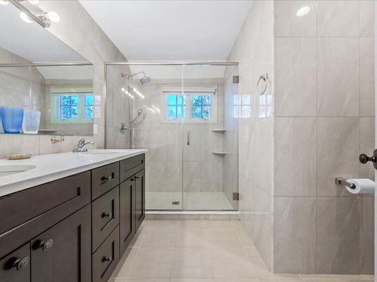 Bathroom, Dual Sink Vanities, Glass Shower, Interior