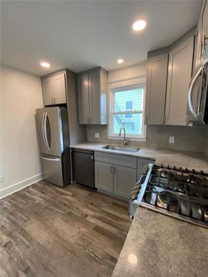 Interior, Kitchen, Recessed Lighting, Wood Texture Flooring