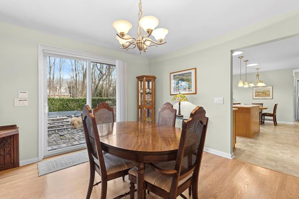Chandelier, Dining room, Interior, Pendant Lights, Wood Texture Flooring