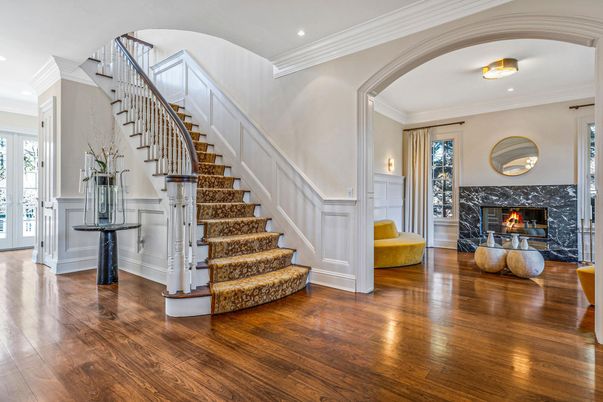 Fireplace, Interior, Recessed Lighting, Wood Texture Flooring