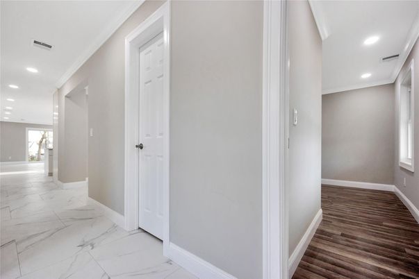 Interior, Marble, Recessed Lighting, Wood Texture Flooring