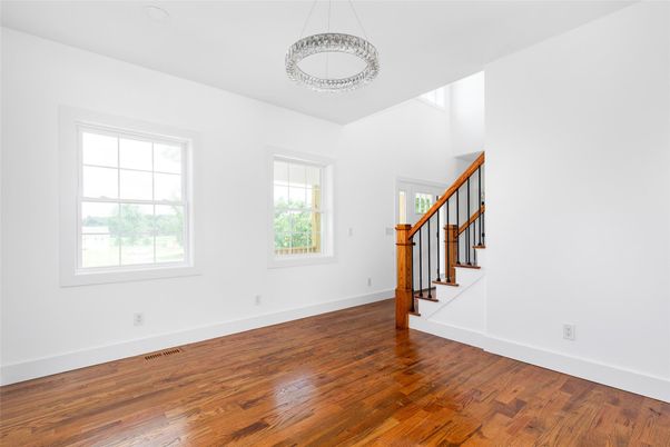 Empty room, Interior, Pendant Lights, Wood Texture Flooring