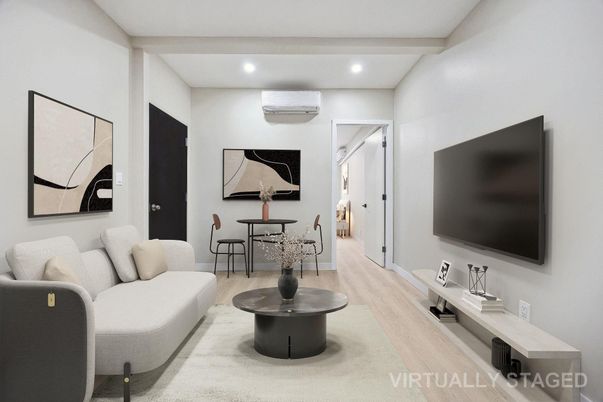 Dining room, Interior, Living room, Recessed Lighting, Wood Texture Flooring