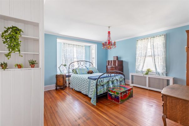 Bedroom, Chandelier, Interior, Wood Texture Flooring