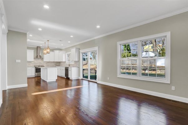 Interior, Kitchen, Pendant Lights, Recessed Lighting, Wood Texture Flooring